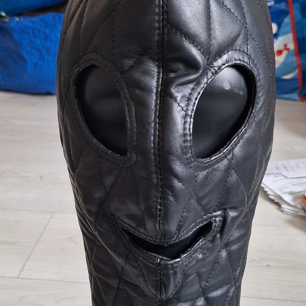 Black Head Mask Bondage leather mask Unisex erotic mask